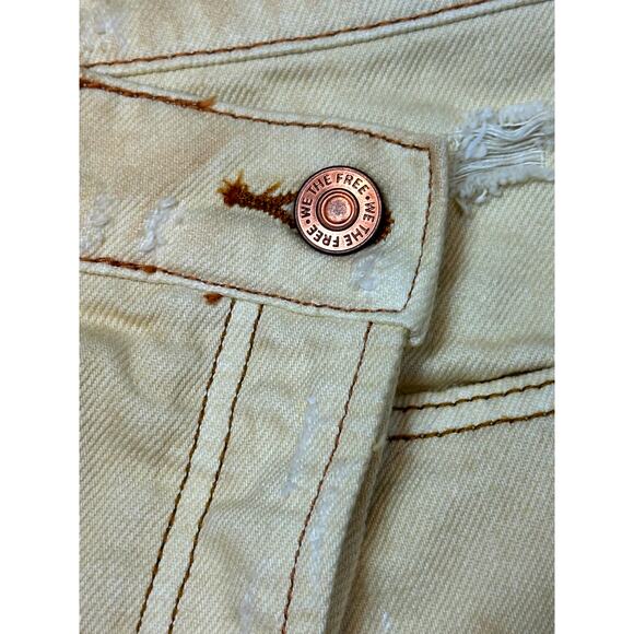 Free People Parker Wrap Denim Mini Skirt Butter Cream - Picture 15 of 16